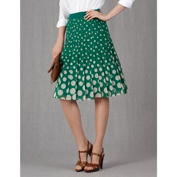 Boden Pretty Pleat Skirt Polka Dot Coral White WG485 Pleated Lined Women 8 - Picture 2 of 10